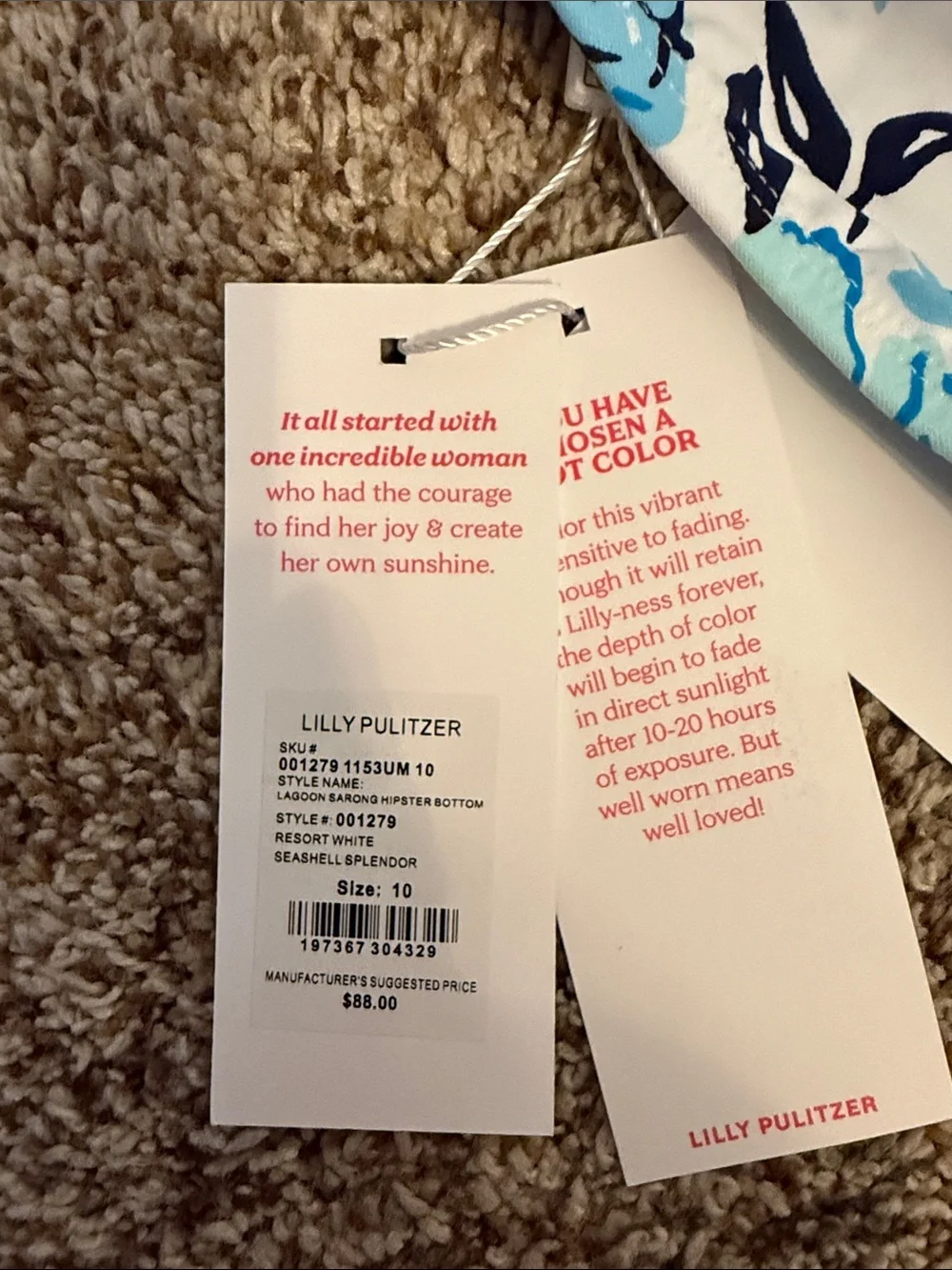 Brand New Lilly Pulitzer Blue Floral Bikini Bottoms